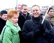 Petra Pau, Klaus Lederer, Carsten Schatz und Stefan Liebich beim Protest gegen Rechts in Treptow-Köpenick; Foto: Axel Hildebrandt