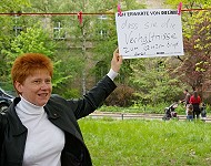 MY-FEST auf dem Mariannenplatz in Kreuzberg, Erwartungen an die LINKE; Foto: Elke Brosow