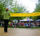 Werbung für den Marzahn-Hellersdorfer Feriensommer beim Sommerfest im Kiek in; Foto: Axel Hildebrandt